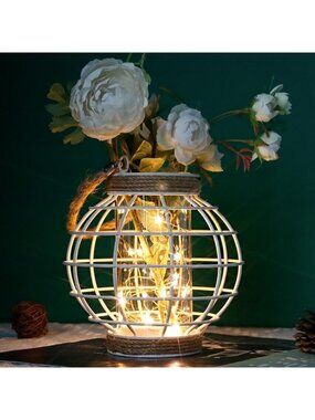 Battery-Powered Metal Cage LED Lantern with Fairy Lights - Perfect for Weddings
